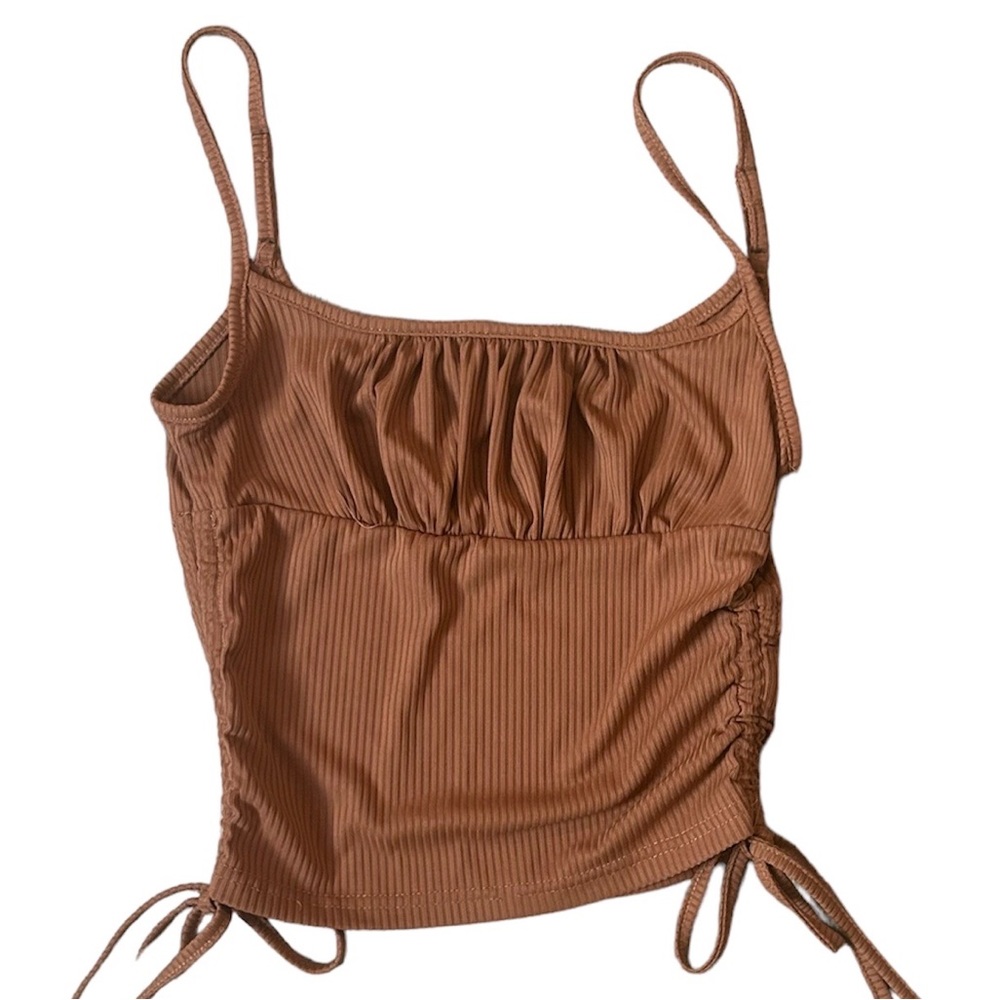 Ribbed Tank With Ties For Cinching